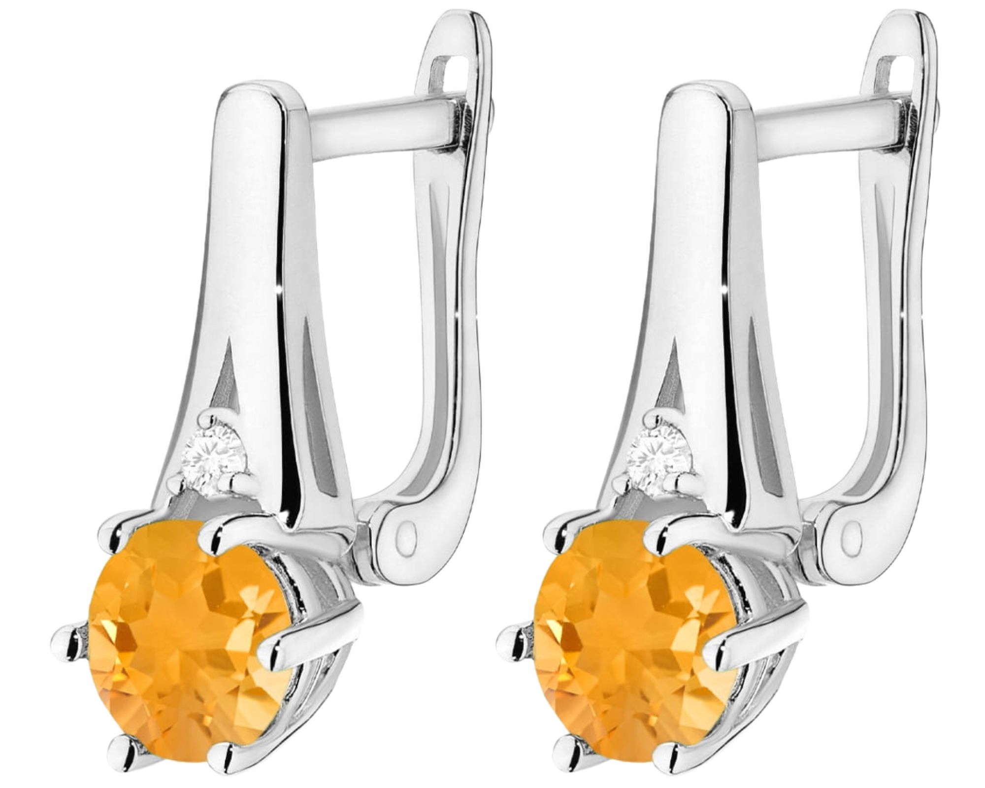 Náušnice Z Bílého Zlata S Citrínem A Diamanty Ryzost 585