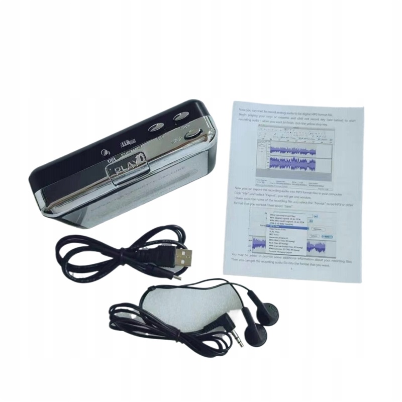 Odtwarzacz Kasetowy Magnetofon Walkman Konwerter MP3 Retro Usb Słuchawki