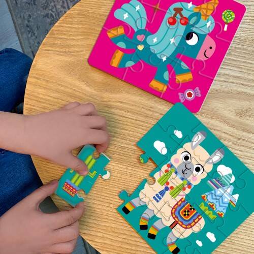 PIANKOWE PUZZLE 2W1 JEDNOROŻEC LAMA DLA NAJMŁODSZYCH UKŁADANKA ROTER KAFER Liczba elementów 25