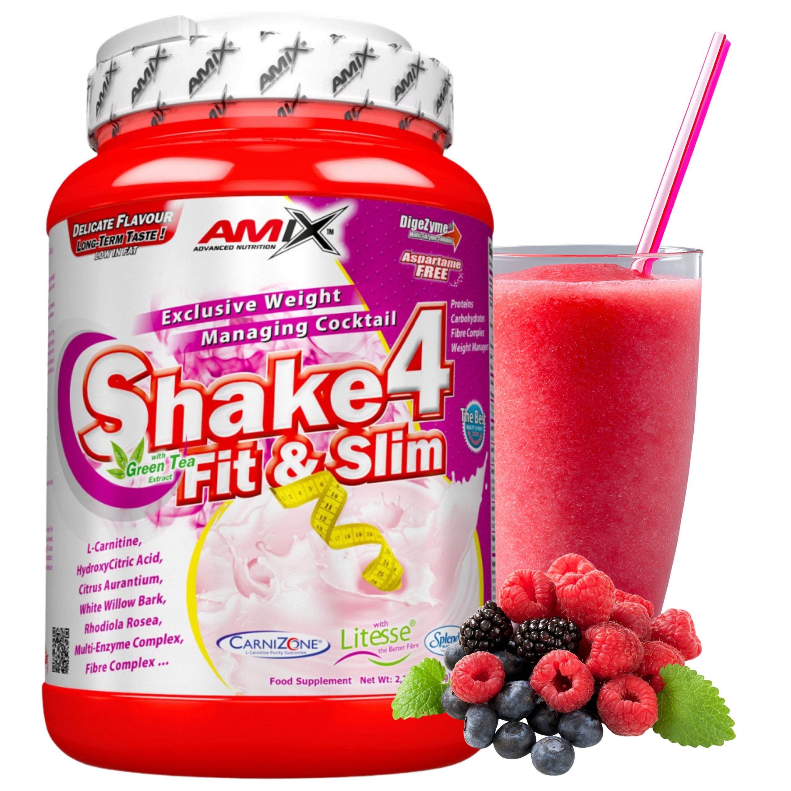 Náhradní jídlo Amix Shake 4 Slim Koktejl na hubnutí 1 kg Lesní ovoce