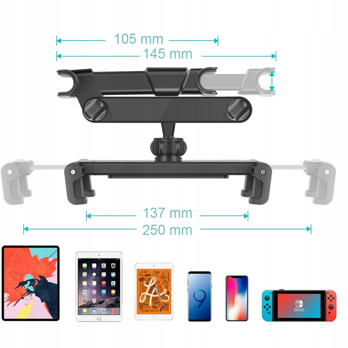Uchwyt samochodowy na telefon tablet na zagłówek DO TELEFONU TABLETU 360 Stan opakowania oryginalne