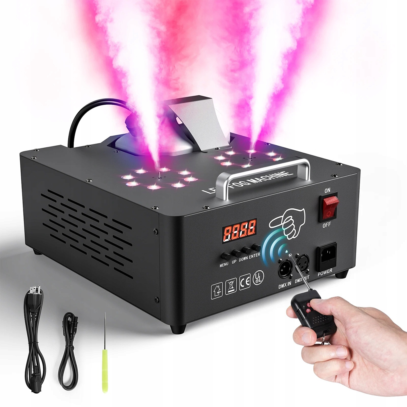 Výrobník dymu Stroj Hmla 2000 W Led Rgb DMX Pilot Vertikálny