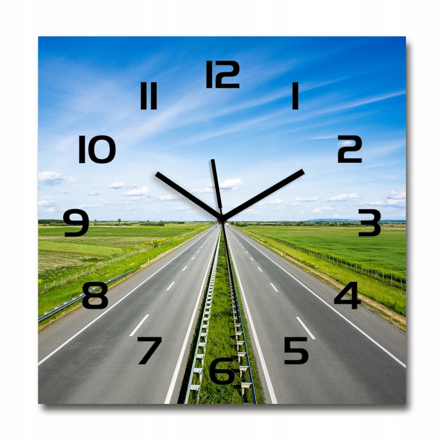 

Duży kwadratowy szklany zegar Autostrada 60x60 cm