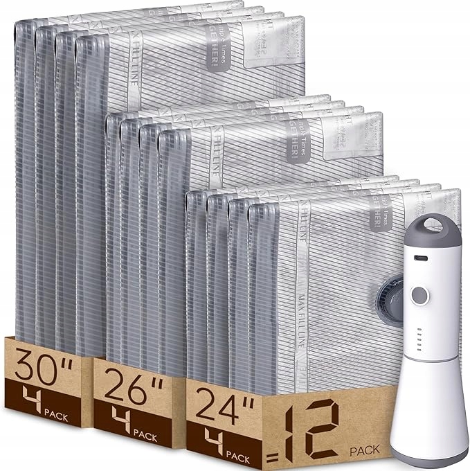 Vacbird Vakuové Sáčky Na Cestovní Oblečení S Usb Pumpičkou 12 Sáčků R6