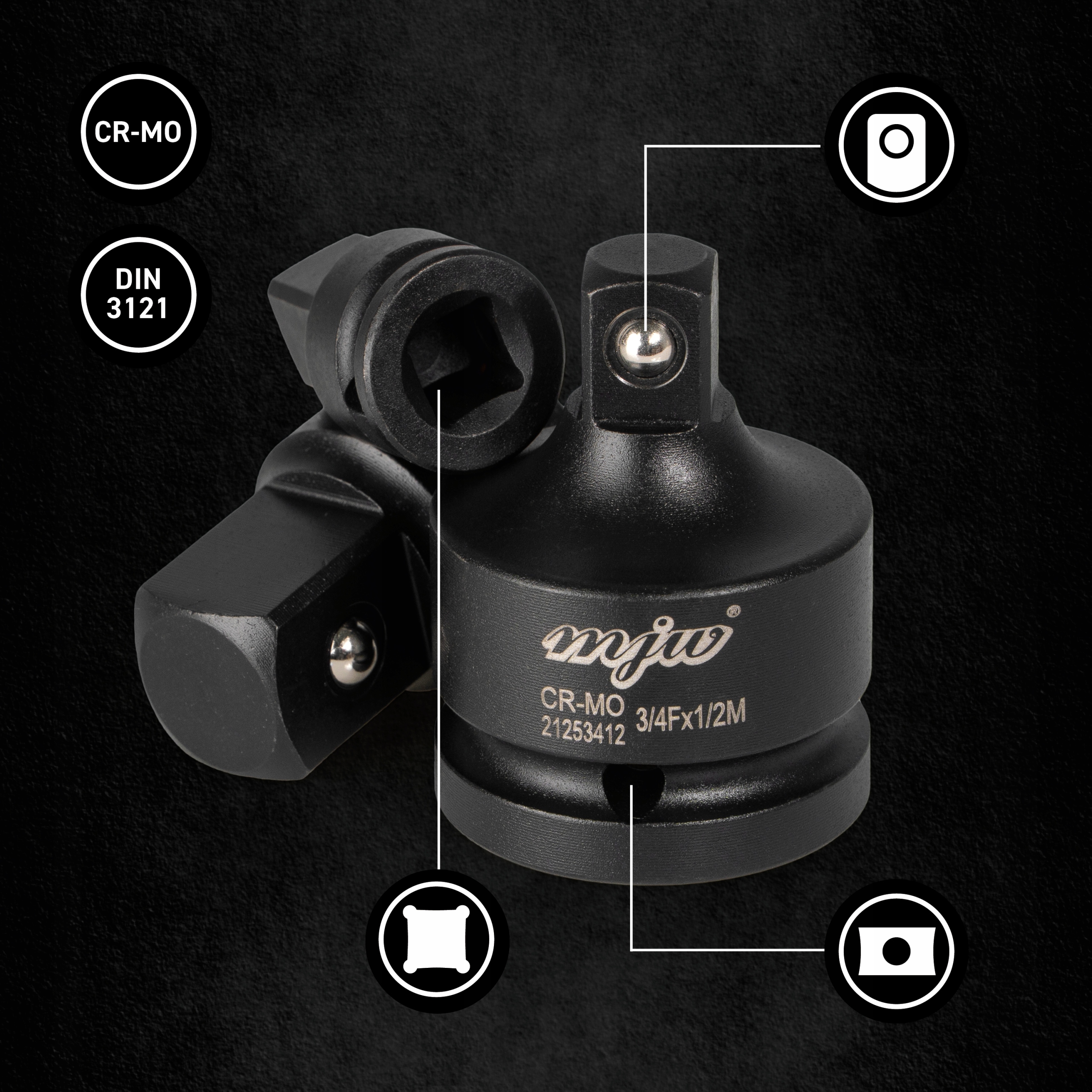 Zestaw redukcji adapterów udarowych MJW 6 sztuk Mocowanie 3/4