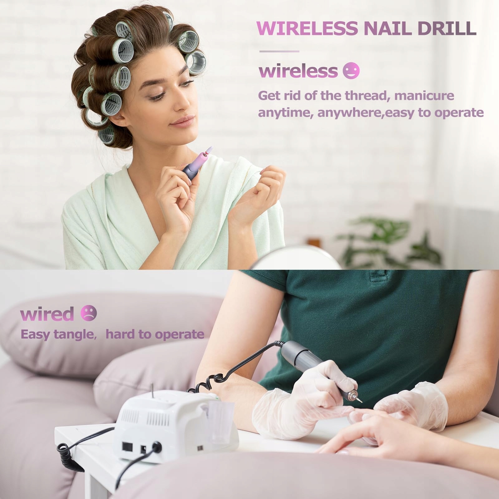 EVILTO Zestaw Do Manicure Pedicure Bezprzewodowy Pilnik Elektryczny USB — miniatura 6