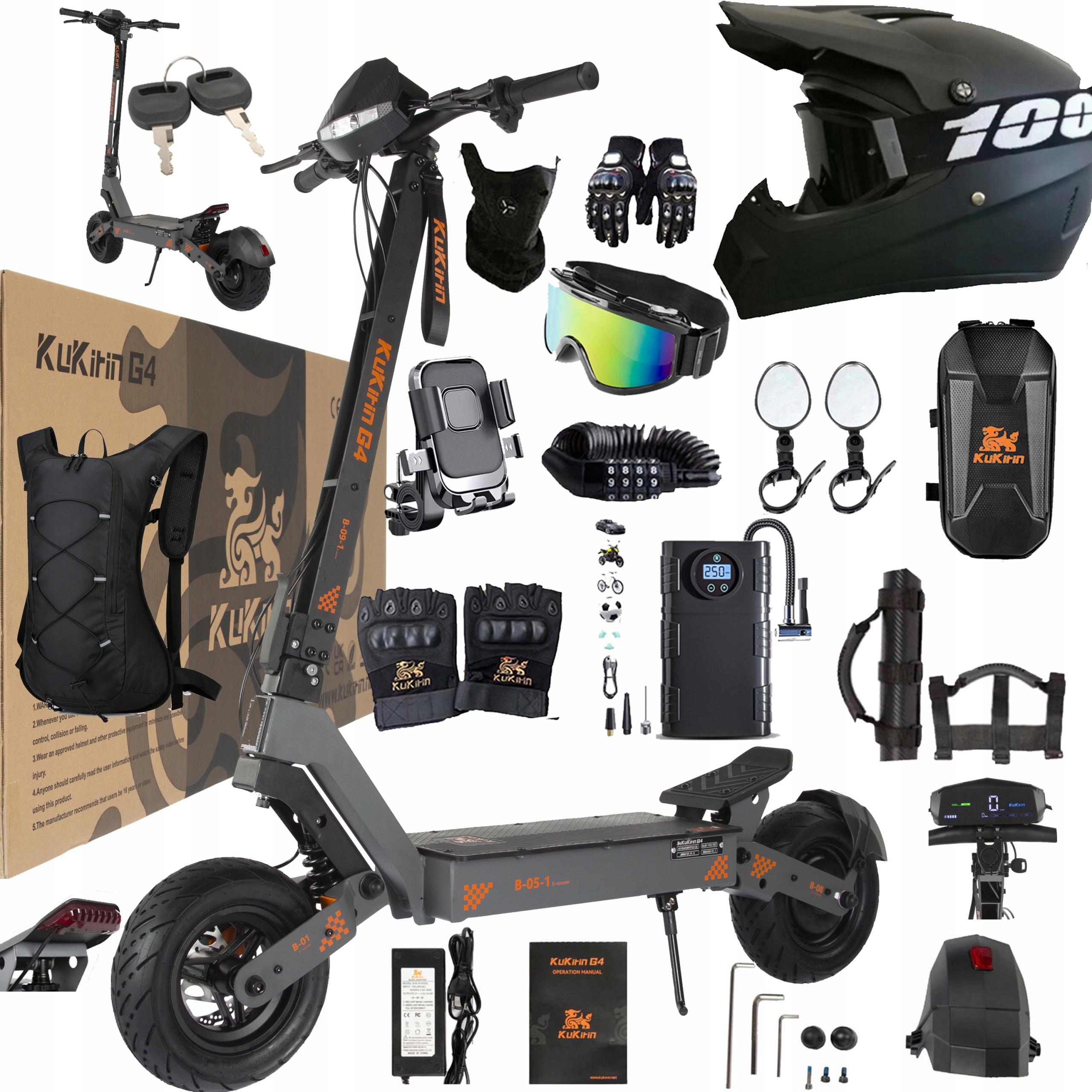 KuKirin G4 2000W, 60V, 20Ah, 70 km/h, Dojezd 75 km, 11" Terénní Pneumatiky 13 Dárků (Skladem v Pl)