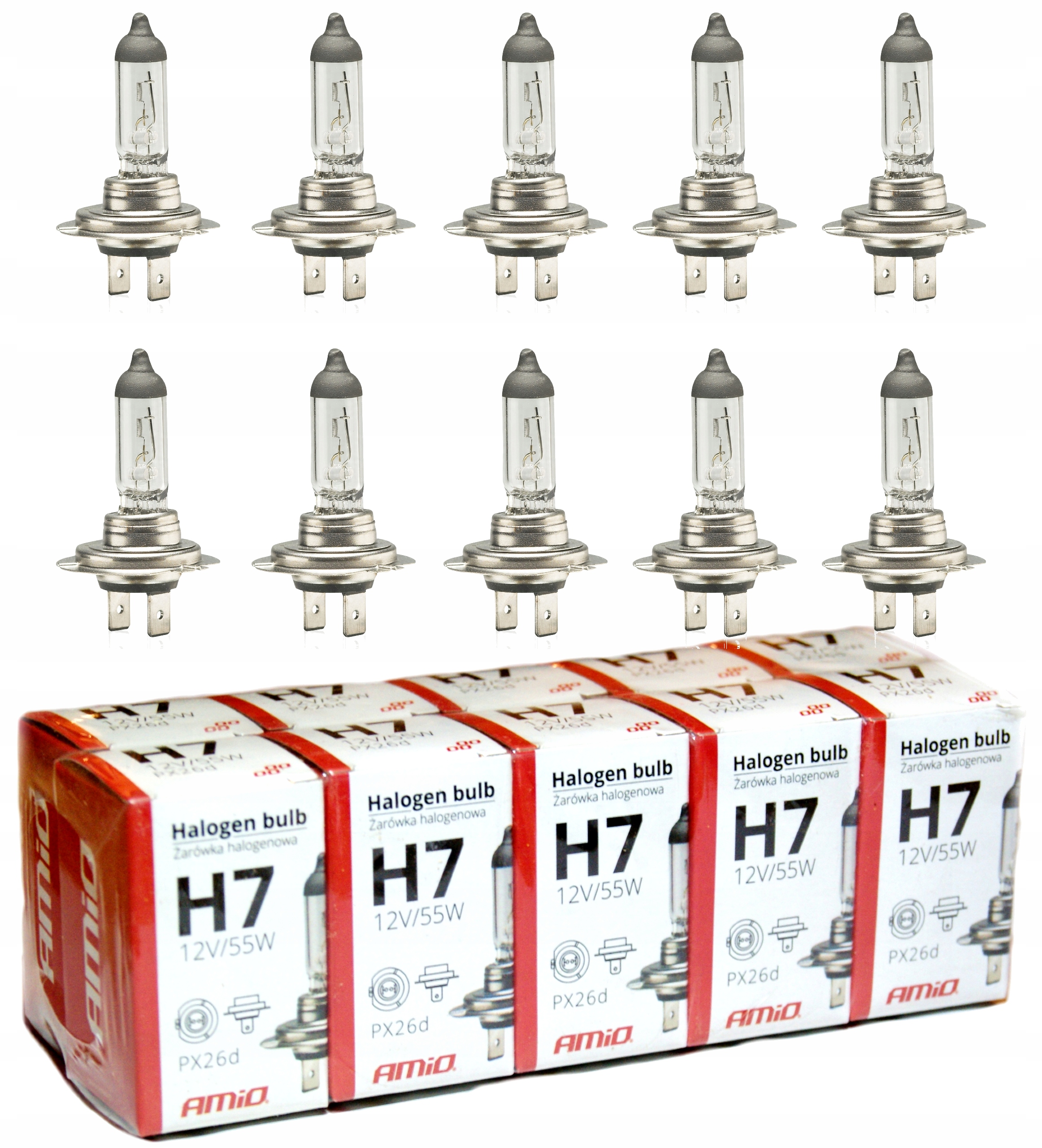 10 X Żarówka H7 Halogenowa 12V 55W Filtr Uv E4