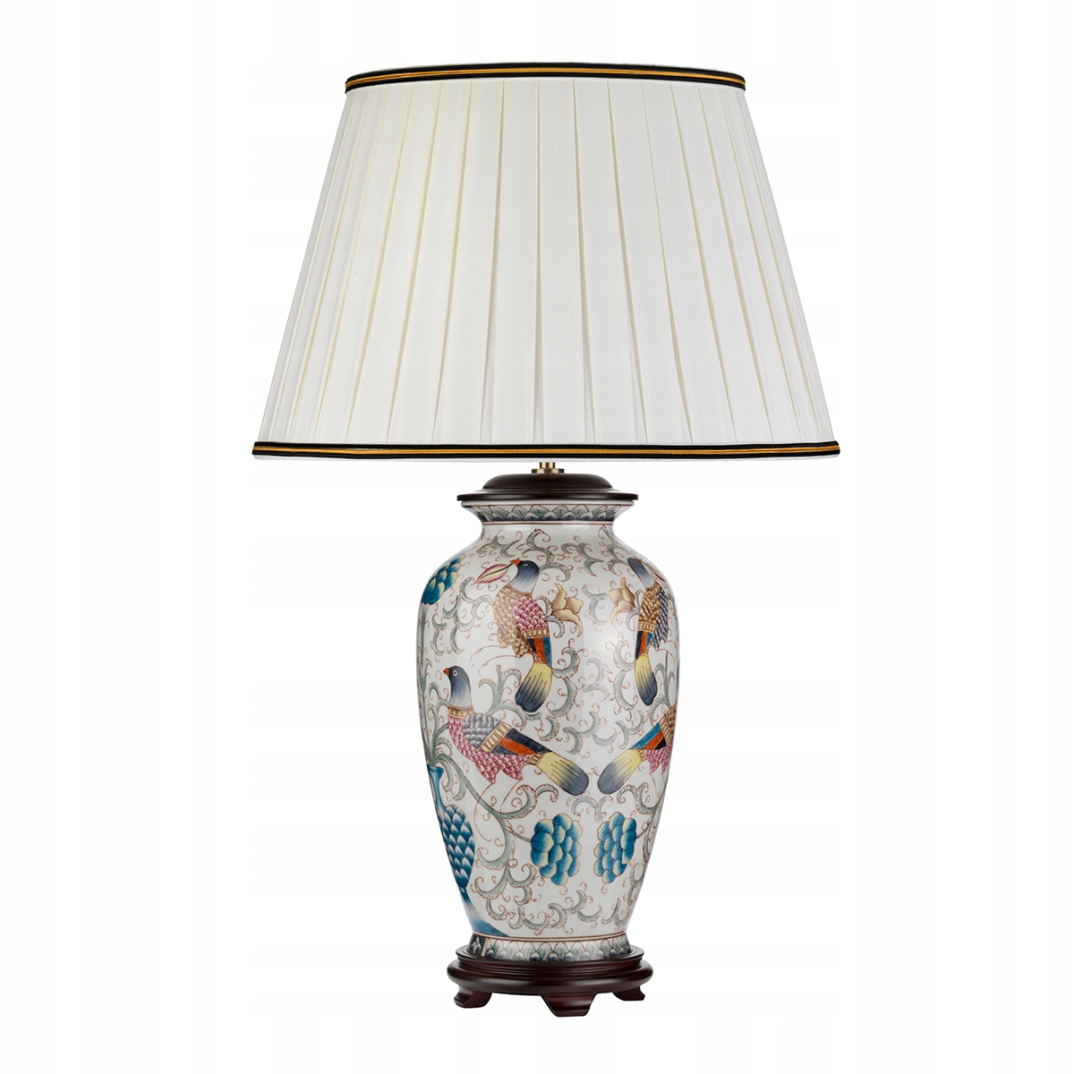 Stolová lampa keramická biela s vtáky 72 cm s tienidlom Designer's Lightbox