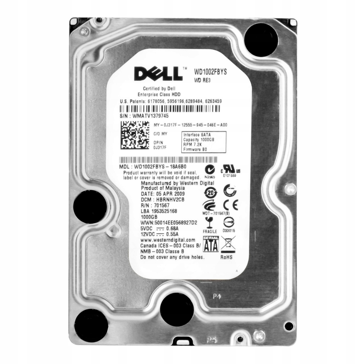 Dell 0J317F 1TB 7.2K 32MB Sata II 3.5'' WD1002FBYS