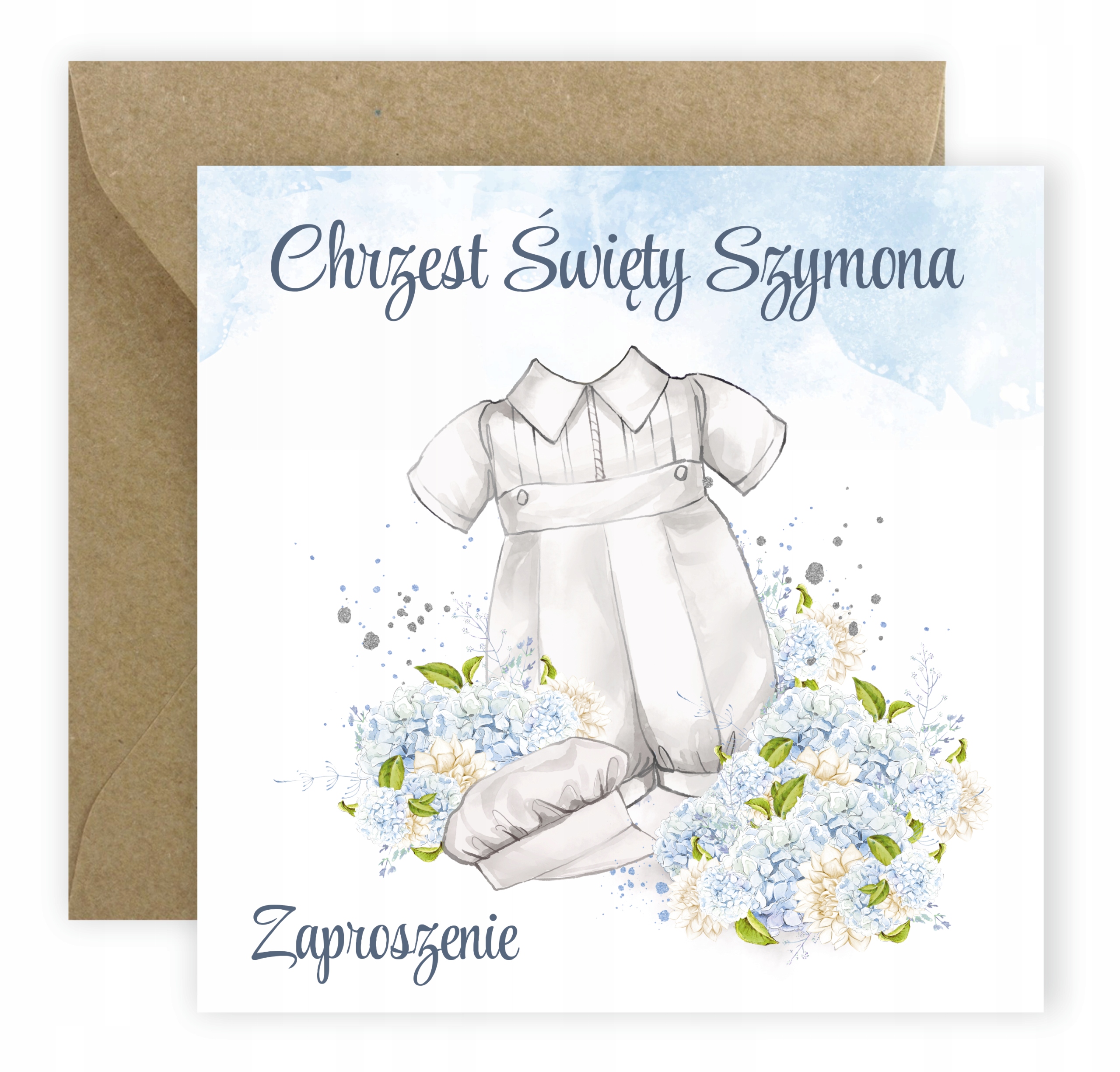 ZAPROSZENIA NA CHRZEST + KOPERTA + IMIĘ