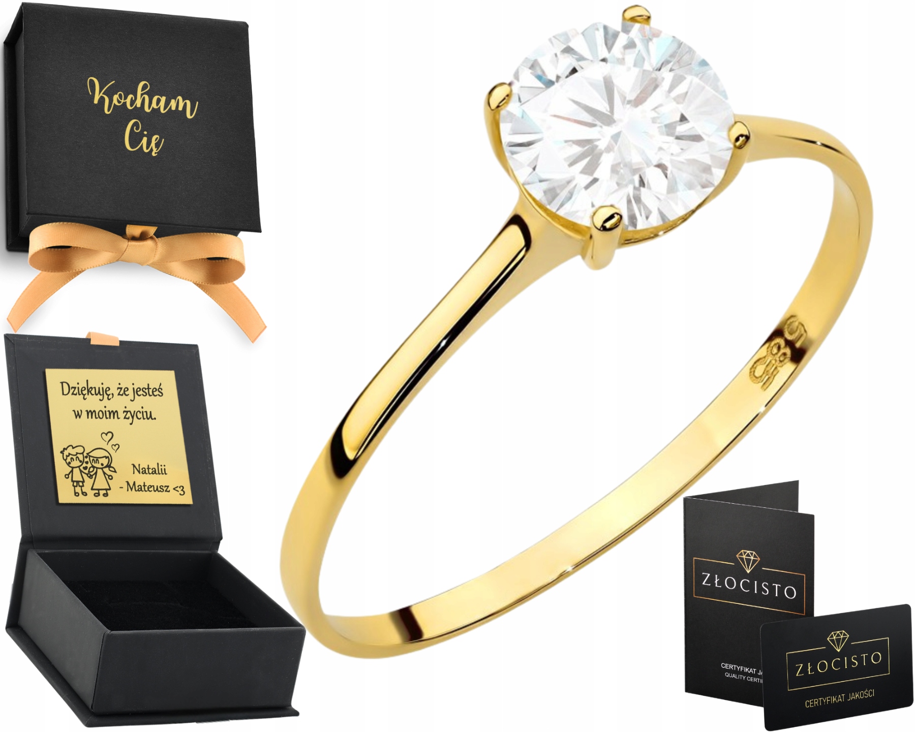 Zlatý Prstýnek Jemný Prsten Se Zirkonem Pro Zásnuby, Zlato PR.585