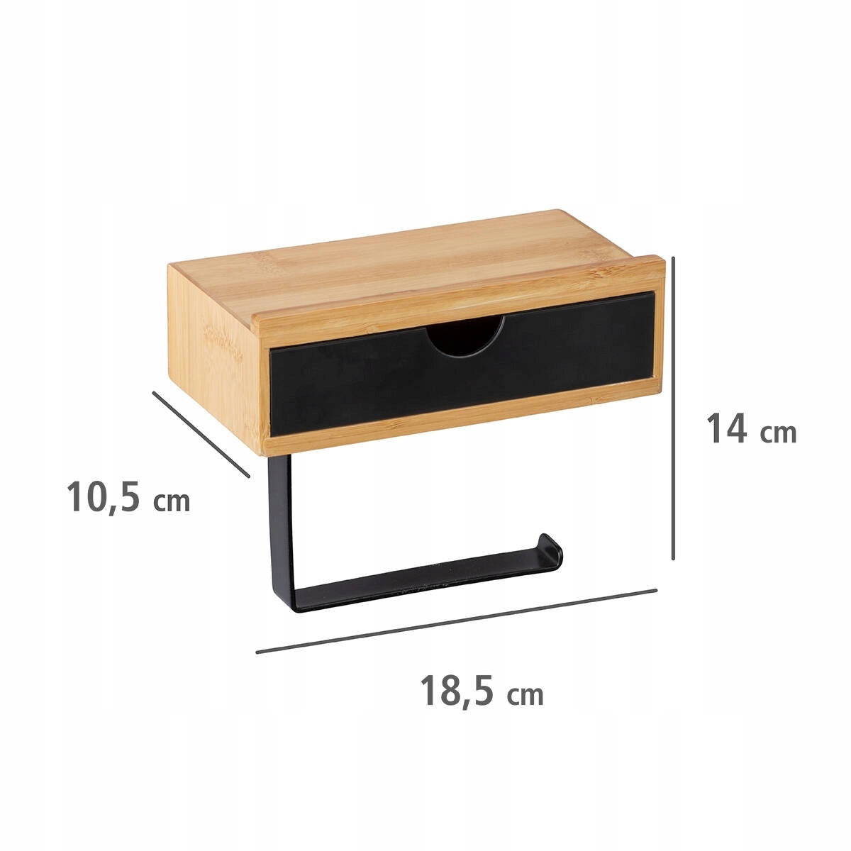 UCHWYT NA PAPIER bambusowy z szufladką WENKO Wysokość produktu 10.5 cm