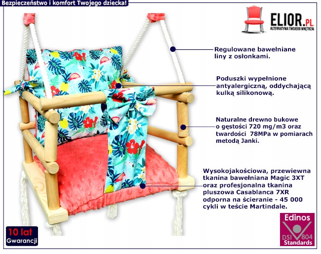 HUŚTAWKA DO POKOJU DZIECKA ROSNĄCA DREWNO FLAMINGI EAN (GTIN) 5904365106245