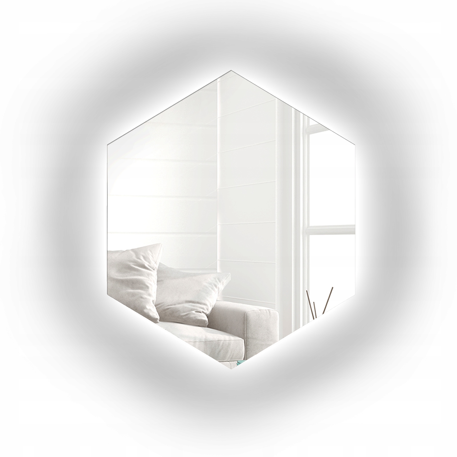 Zrcadlo geometrického tvaru Hexa s Led podsvícením 80x92