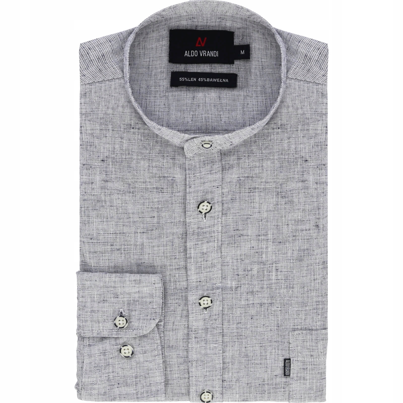 Lniana koszula męska z długim rękawem regular Stójka 2XL_klatka_126