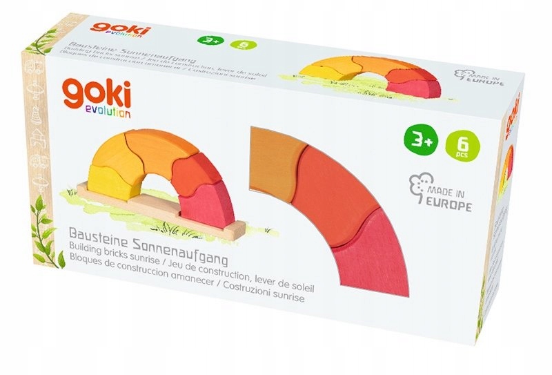 Motoryczna układanka dla dzieci Wschód słońca Tęcza 6 elementów Goki 3+ Bohater / Bajka brak