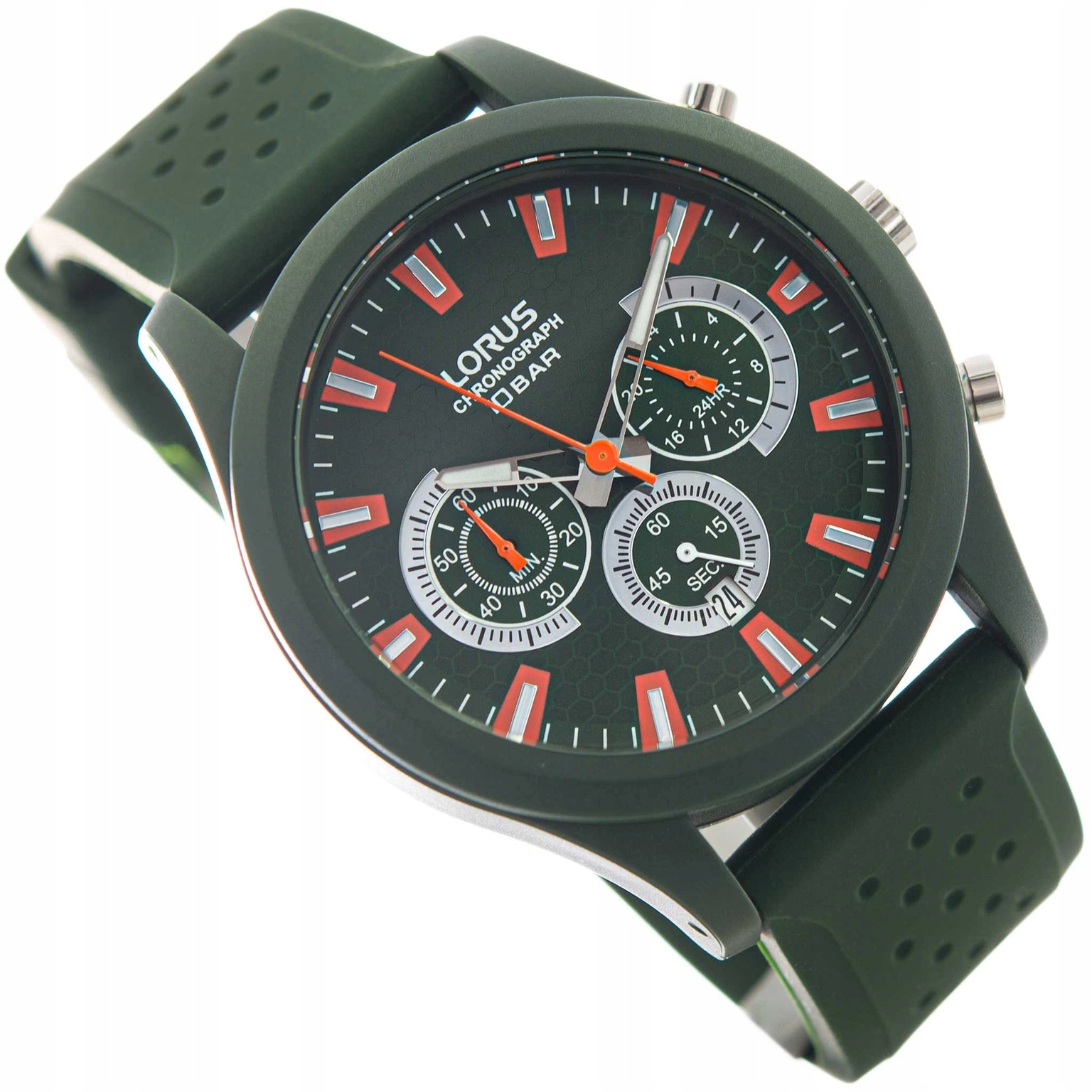 Pánské Hodinky Lorus RT375JX9 Zelené S Chronografovým Páskem 100 M