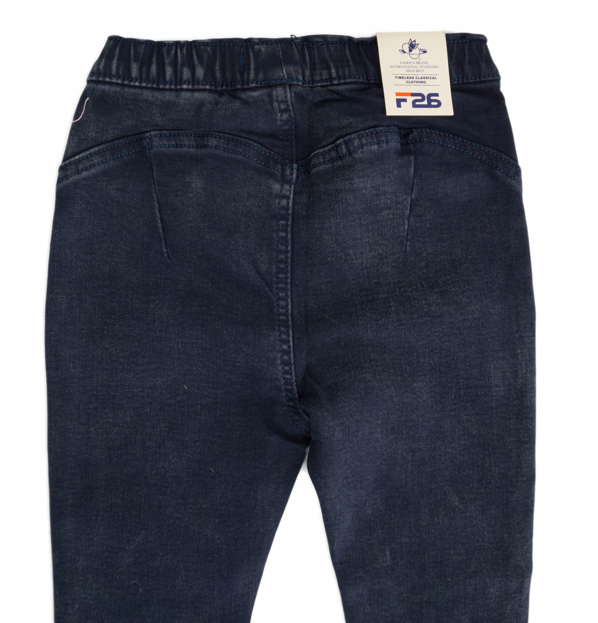 M166 Elastyczne spodnie ocieplane jeansy guma r. 158 Wiek dziecka 12 lat +