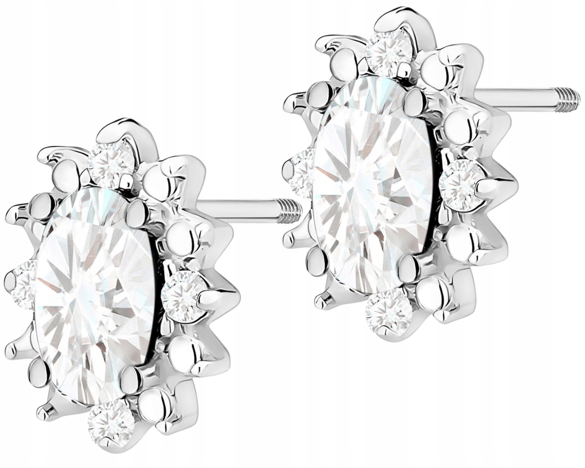 Bílé zlato Náušnice Briliant Lab Šroubovací tyčinka 585 Dárek