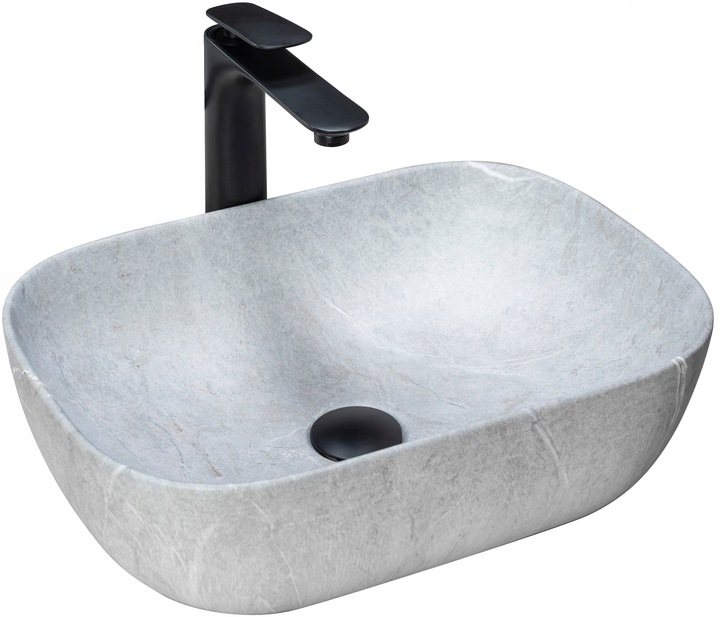 Umývadlo Na Dosku Kamenná Šedá Rea Livia Grey 46,5 cm Keramická Hlboká