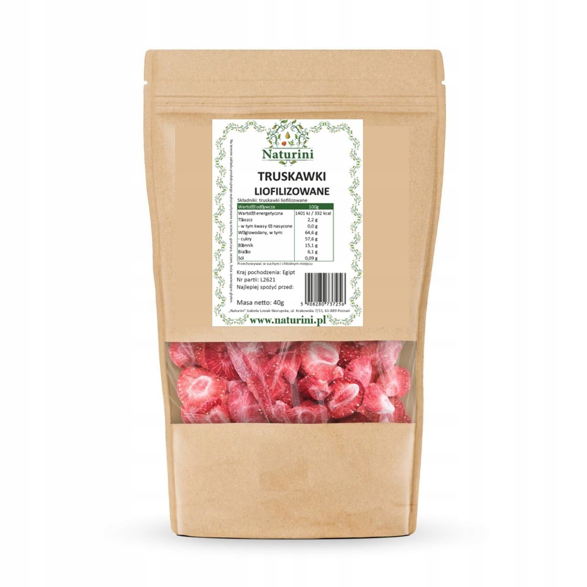 Truskawki Liofilizowane Doypack Naturini 40g