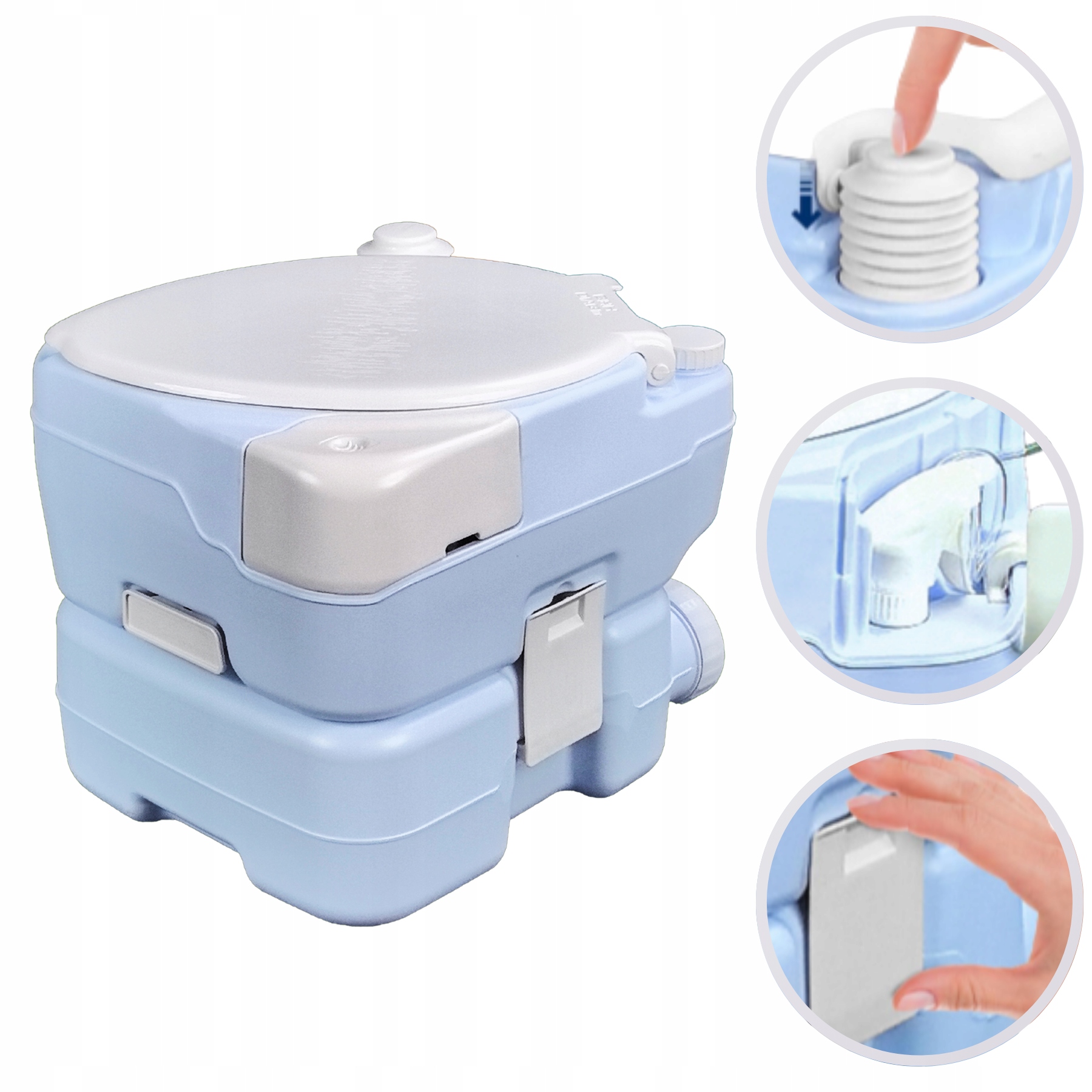 Przenośna Toaleta Kempingowa SereneLife 20L Plastikowy Lejek Siedzisko