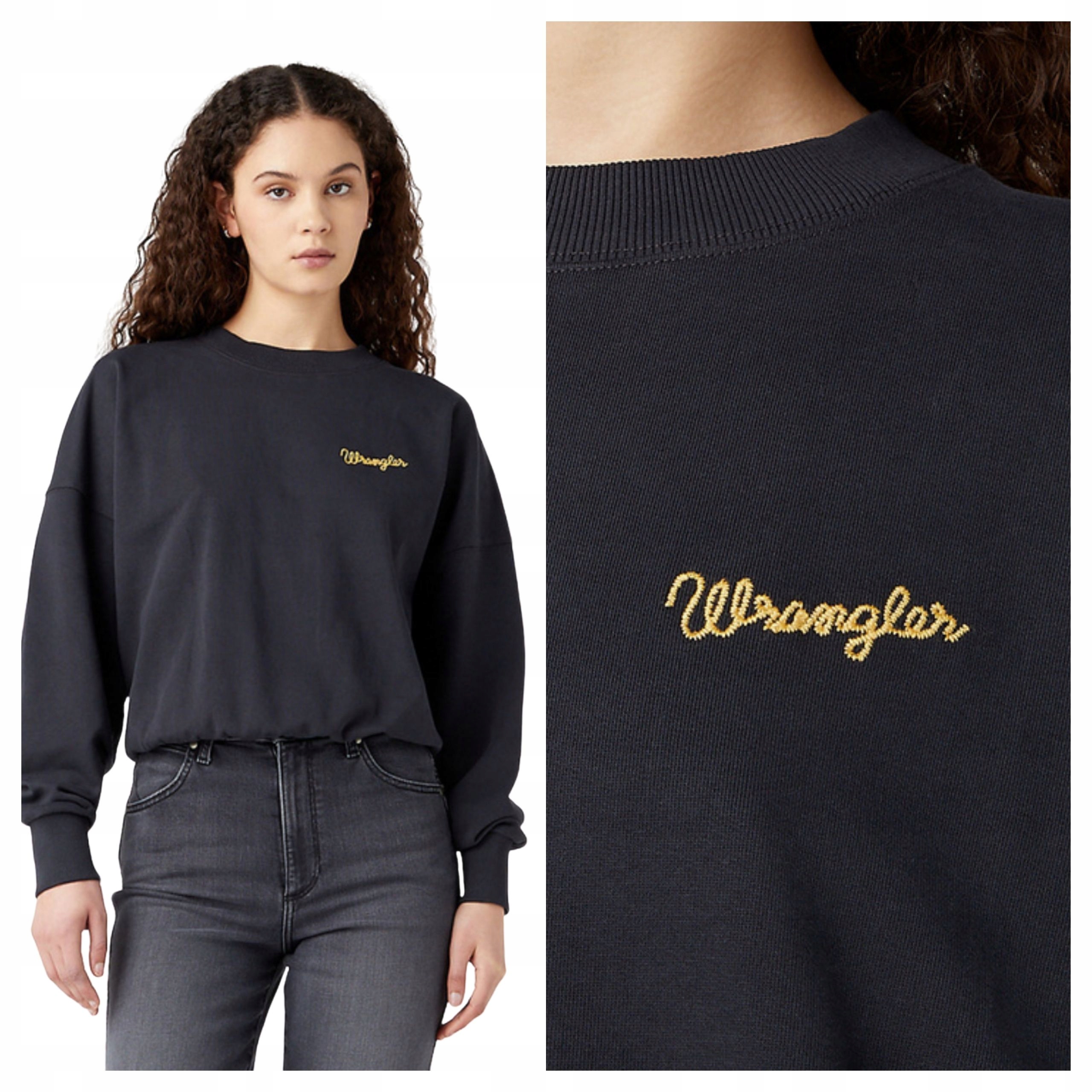 Mikina Wrangler Relaxed Sweatshirt Černá Bavlněná Volná M