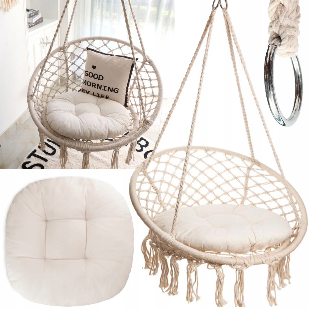 Huśtawka Ogrodowa Bocianie Gniazdo Fotel Wiszący Krzesło Ogrodowe +poduszka
