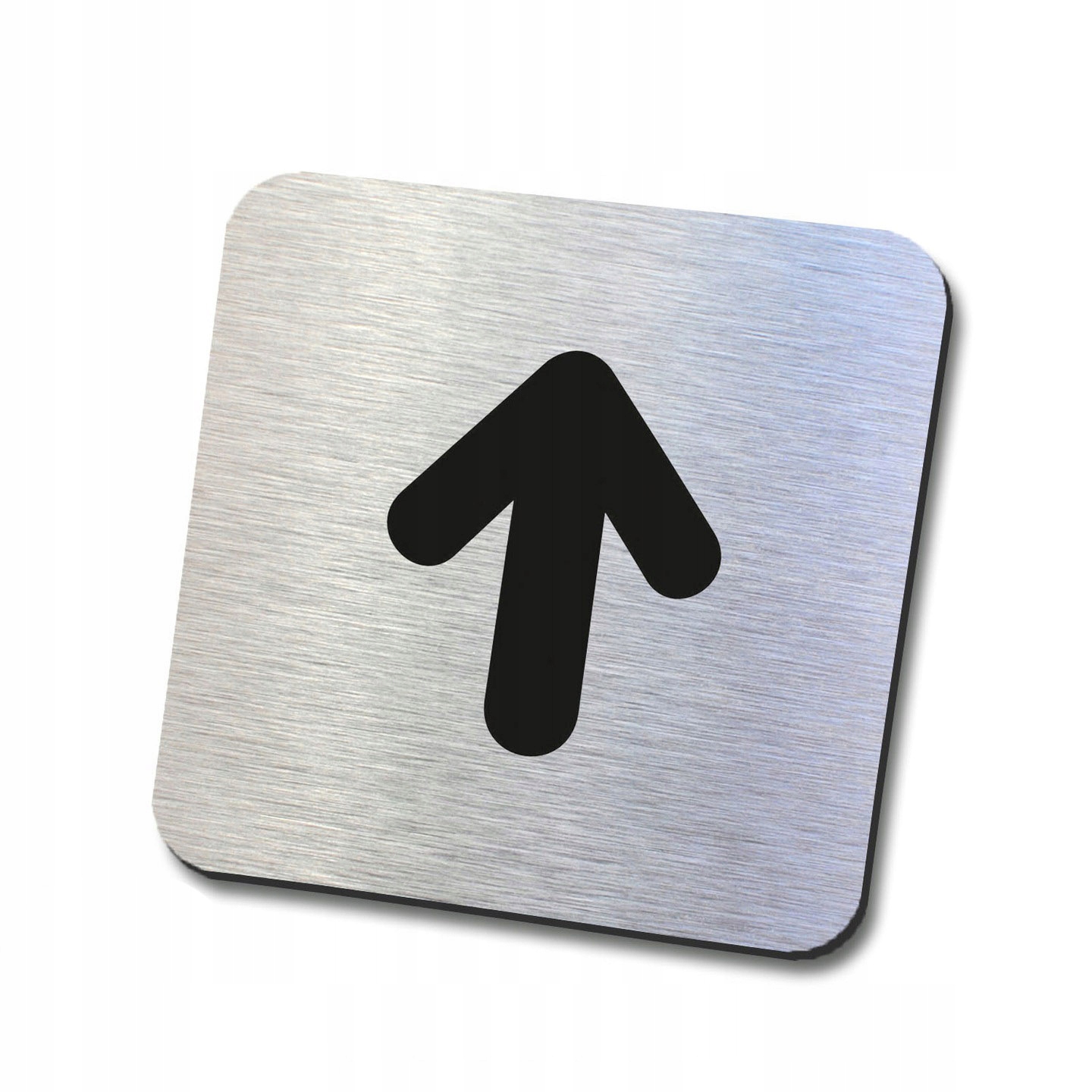 Srebrna tabliczka informacyjna strzałka 10x10 cm