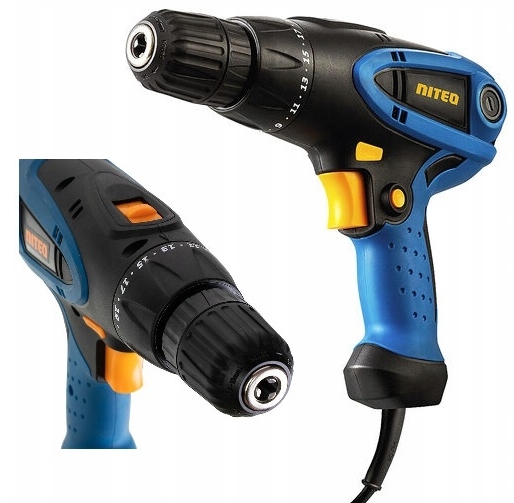 Niteo Wiertarko-wkrętarka sieciowa, 280 W, 6 m Kabel Niebieska