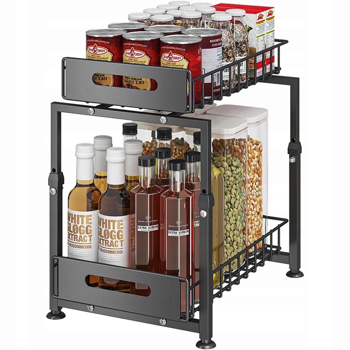 Organizér S Výsuvnými Koši, Výškově Nastavitelný Pro Praní Prádla, Černý