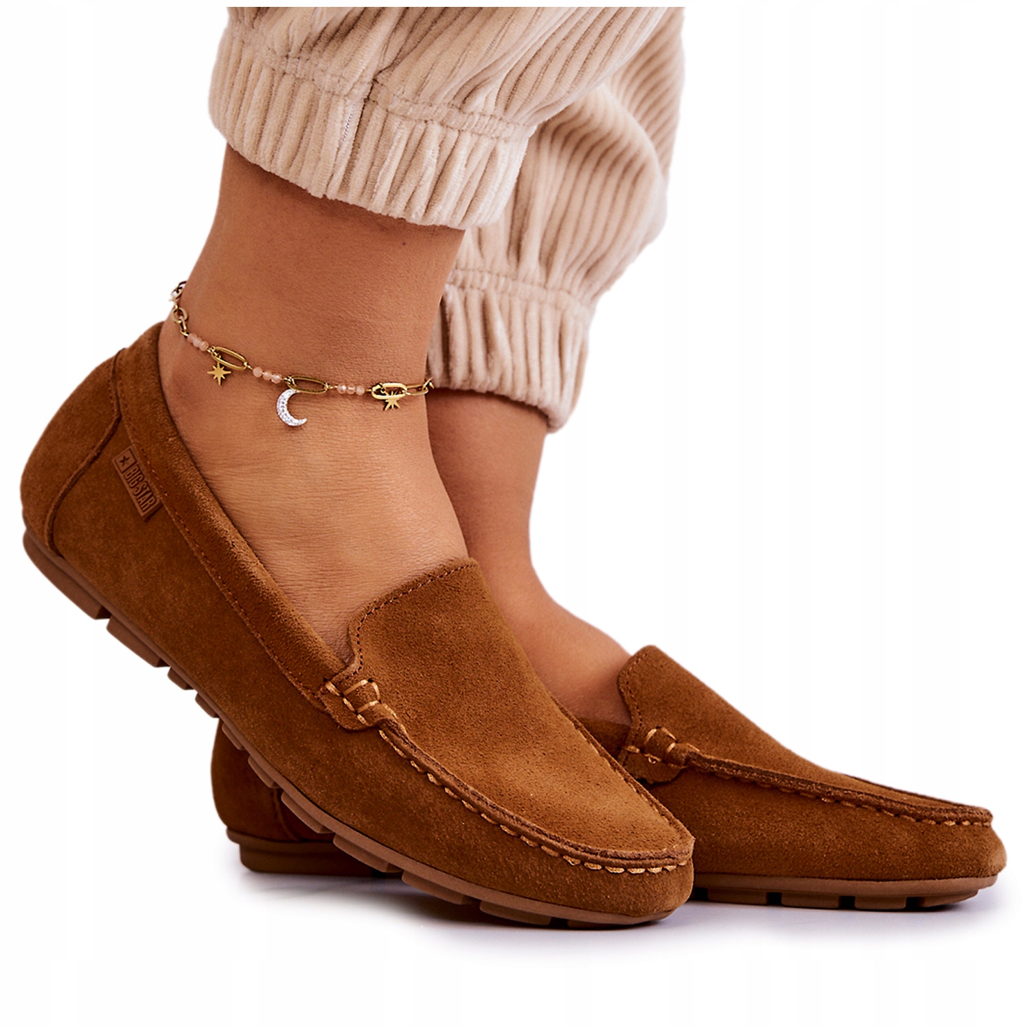 

Skóra Zamsz Mokasyny Big Star JJ274660 Camel 39