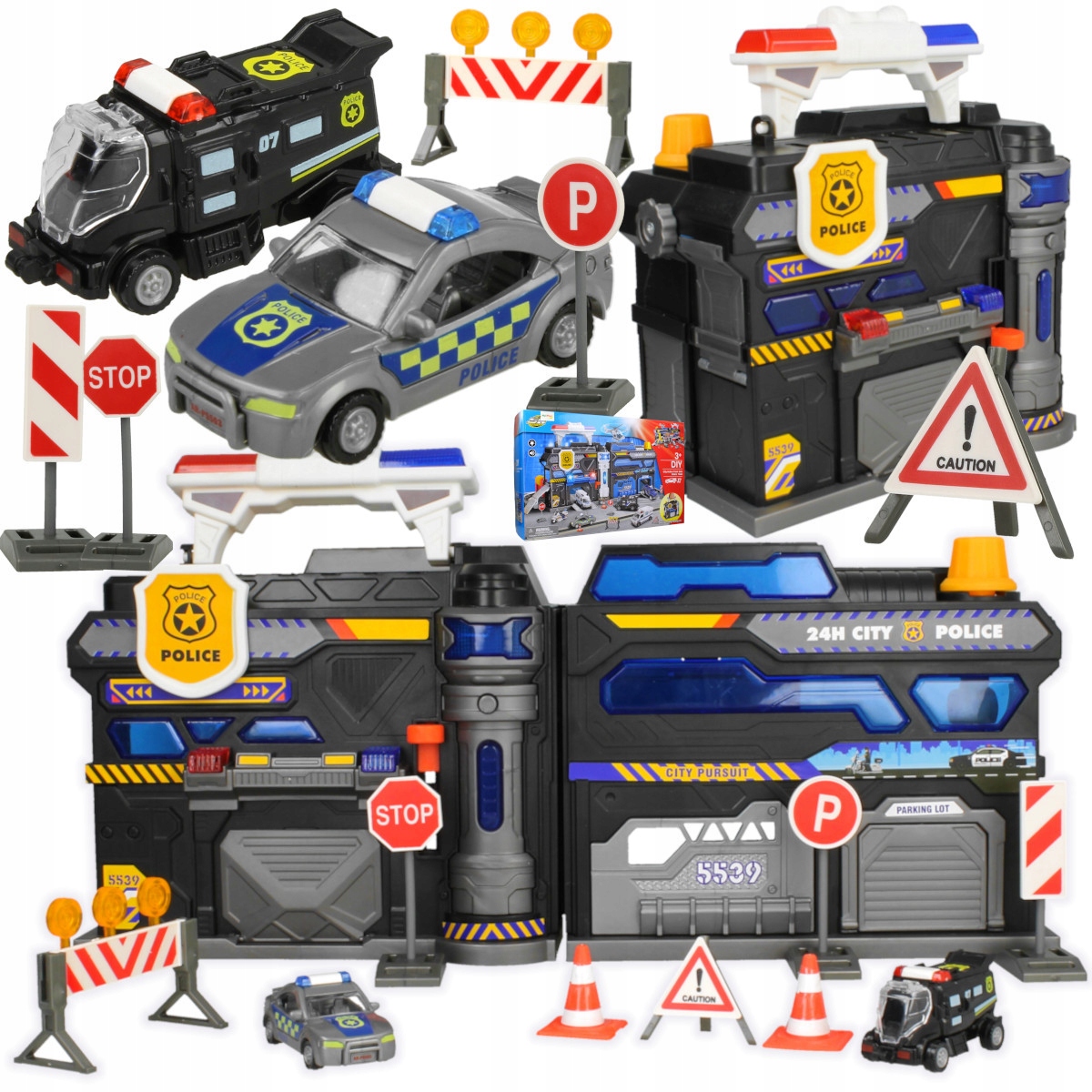 INTERAKTYWNY POSTERUNEK POLICJI KOMISARIAT LED PARKING ZJEŻDŻALNIA +2 AUTKA