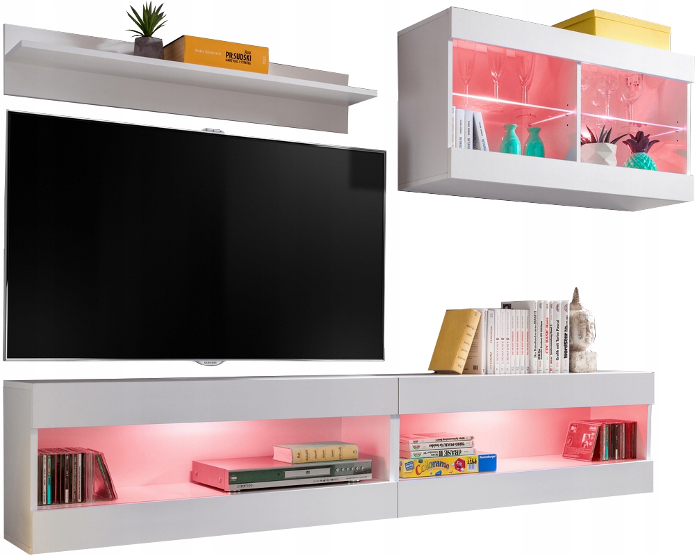 Sada nábytku Rtv Tivoli SET6 Biela/Biela, Led Rgb