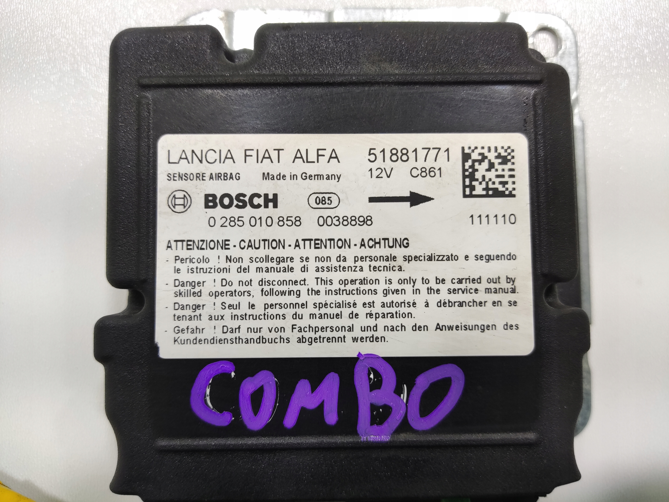 SENSOR modulo Centralina airbag airbag COMBO D DOBLO II 2010-2015 51881771