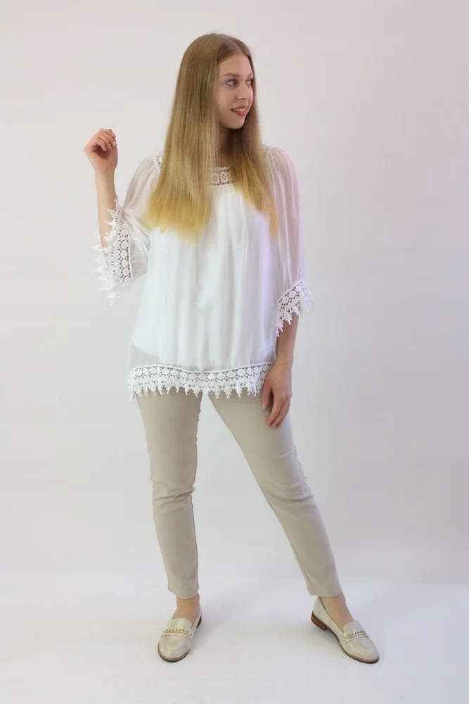 Hedvábná halenka s krajkou Bílá Uni