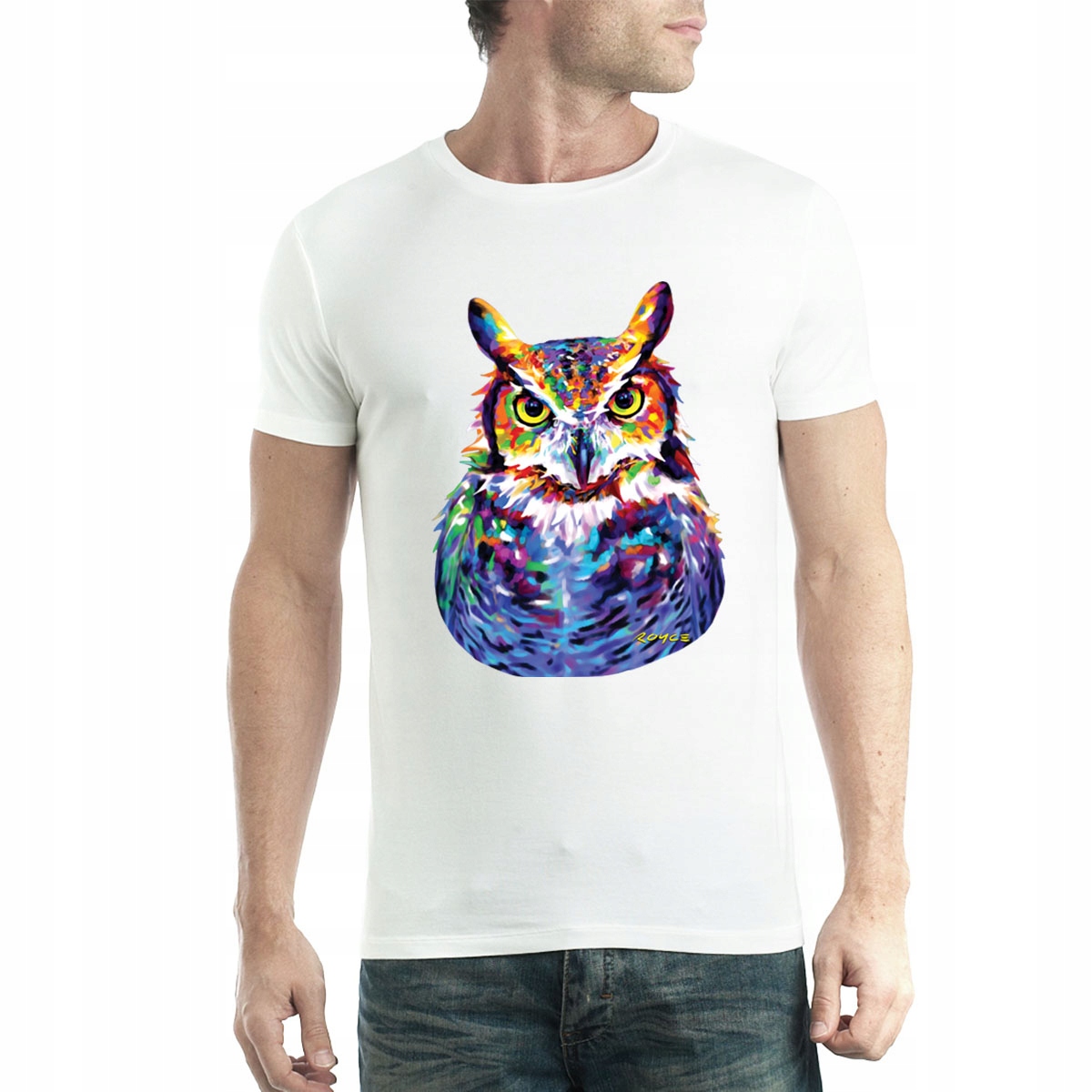 

Sowa Puchacz Wirginijski T-shirt Męski Biel 3XL