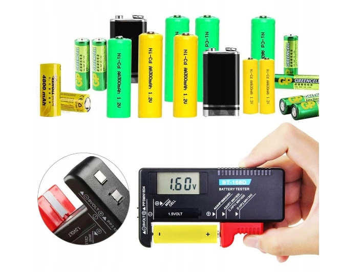 Tester baterii cyfrowy PRO do ogniw 18650 AA AAA 9V