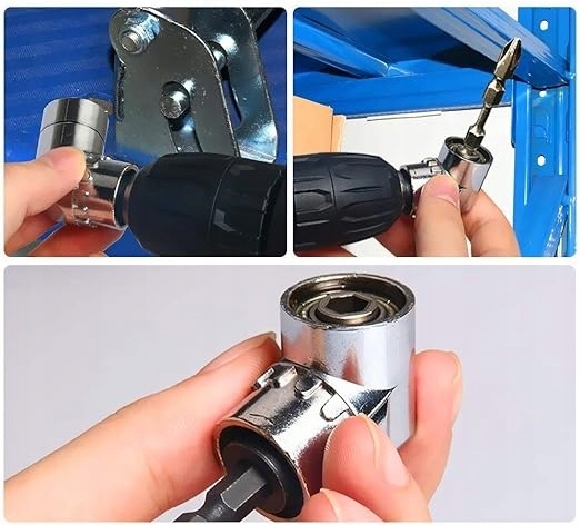 ADAPTER KĄTOWY PRZYSTAWKA UCHWYT NA WKRĘTARKĘ WIERTARKĘ BIT 105 STOPNI 1/4" Długość bitu inna długość