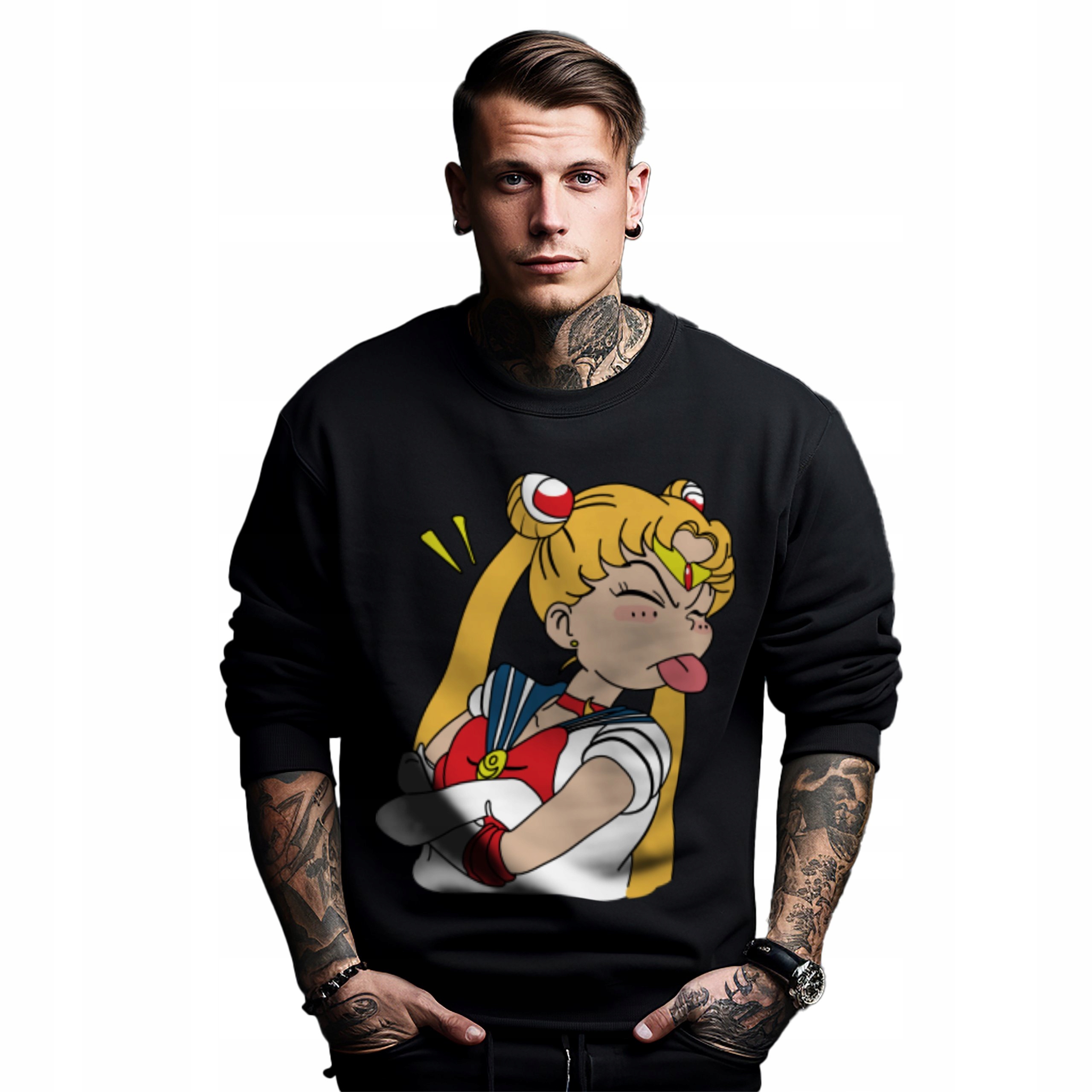 Mikina černá pánská s potiskem Anime Sailor Moon