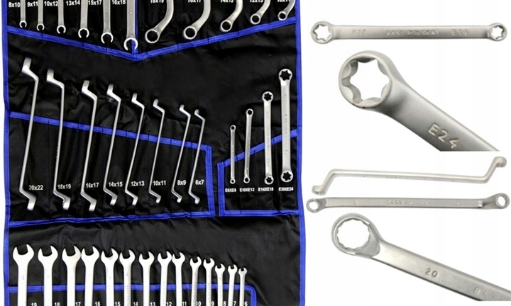 KLUCZE PŁASKO OCZKOWE 6-32mm TORX PRZEWODÓW ALTERNATORÓW ZESTAW KLUCZY 47el Waga produktu z opakowaniem jednostkowym 8 kg