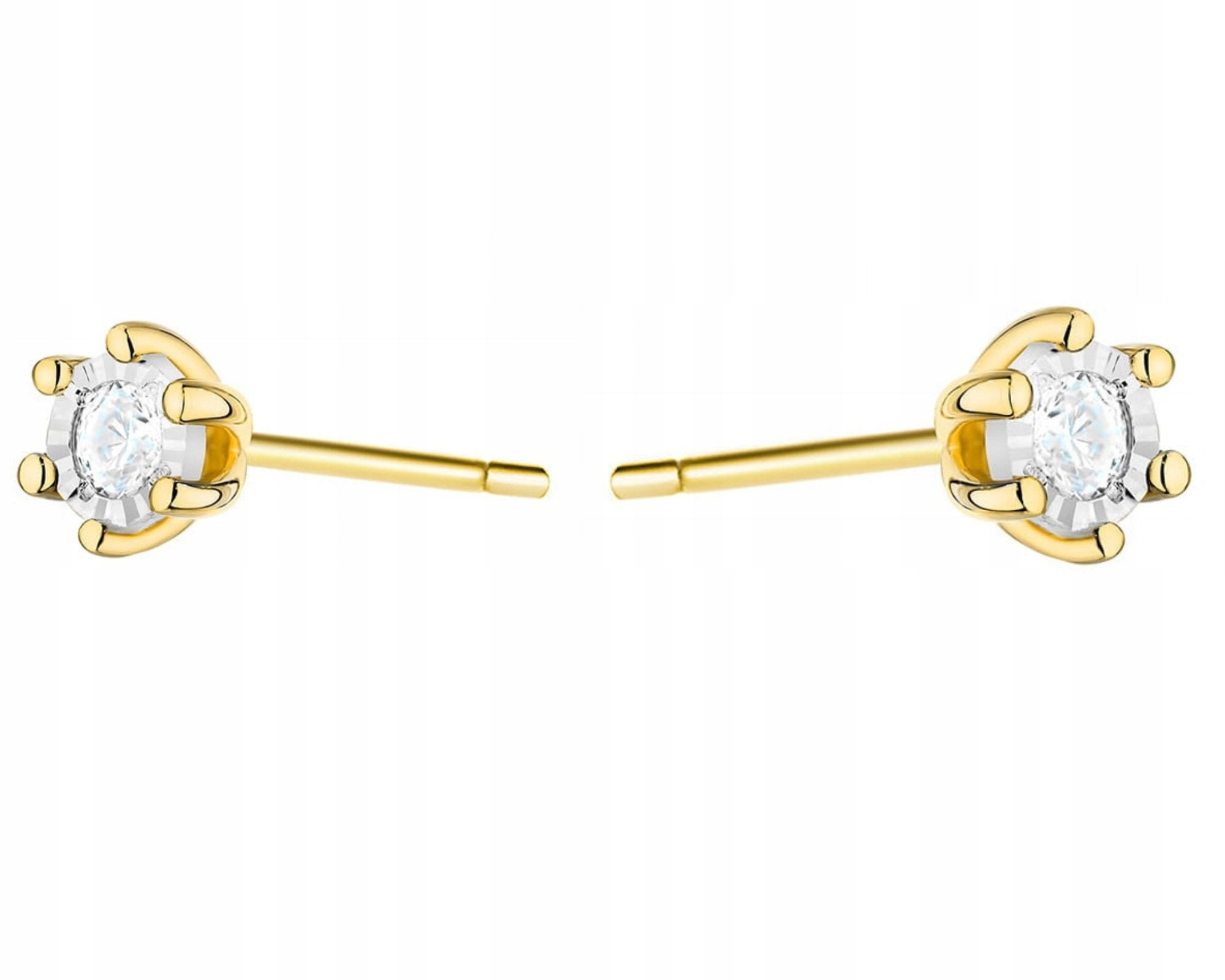 Zlaté Náušnice S Briliantem PEcky Klasické Gravírování