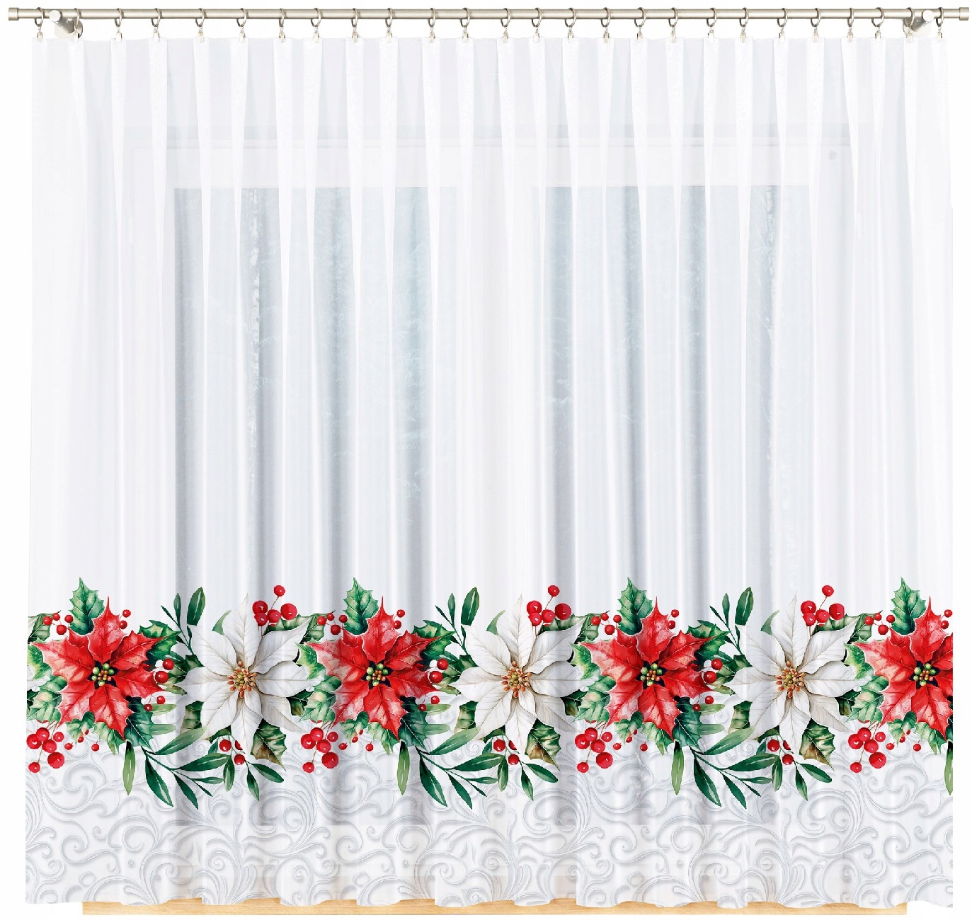 Betlémská Hvězda vel 400 x 157 cm záclona voálová s lemem (s lemováním)