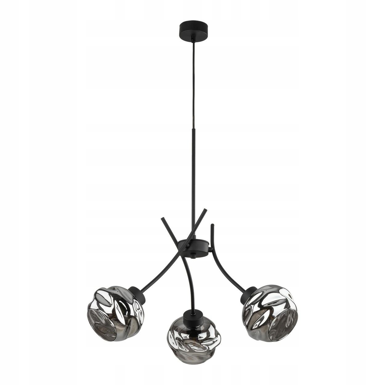 Závesná lampa Zulia čierna Sklenené tienidlá 3xE27 Stropná obývacia izba Moderná