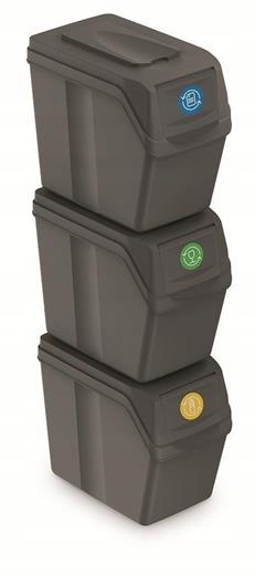 Levně Odpadkový koš Prosperplast Sortibox 3 x 20 l šedý kámen