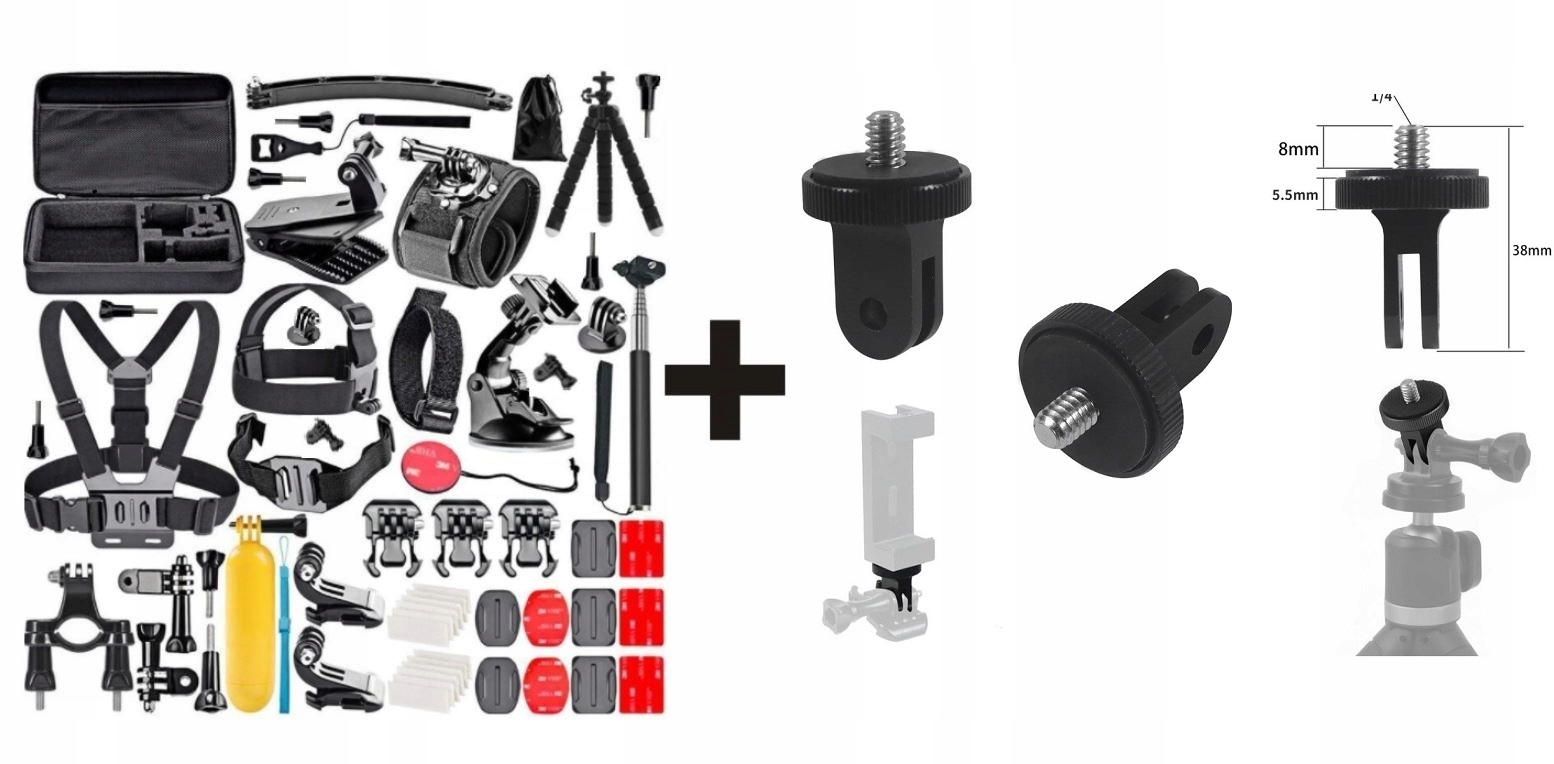 Sada 50v1 upevňovacích prvků pro Insta360, Akcesoria Outdoor Kufr Cnc adaptér 1/4