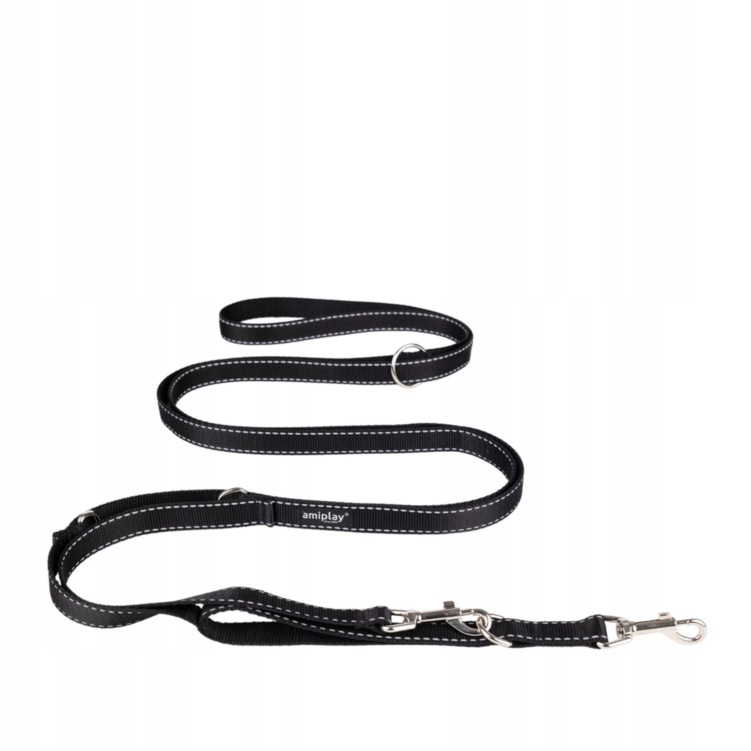 Levně Vodítko pro psa Amiplay Reflective 8v1 nastavitelná černá XL 200-400 x 2,5 cm