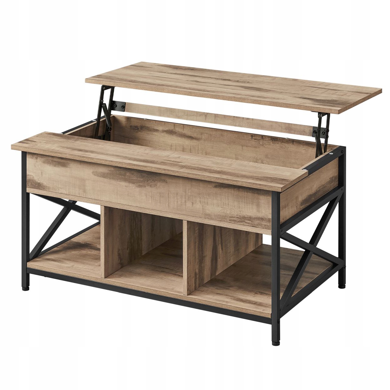 Multifunkčný rozkladací stôl s doskou, odtiene hnedej a béžovej, 3 úrovne Loft