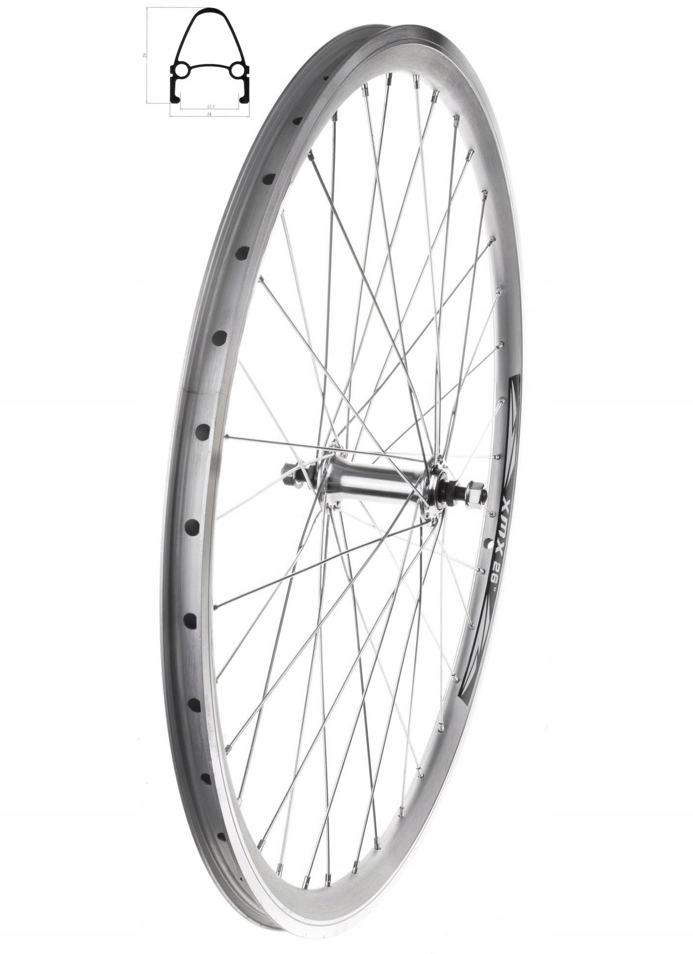 KOŁO ROWEROWE PRZEDNIE ALUMINIOWE STOŻEK 24" OPASKA NA OBRĘCZ W ZESTAWIE Marka Rojax